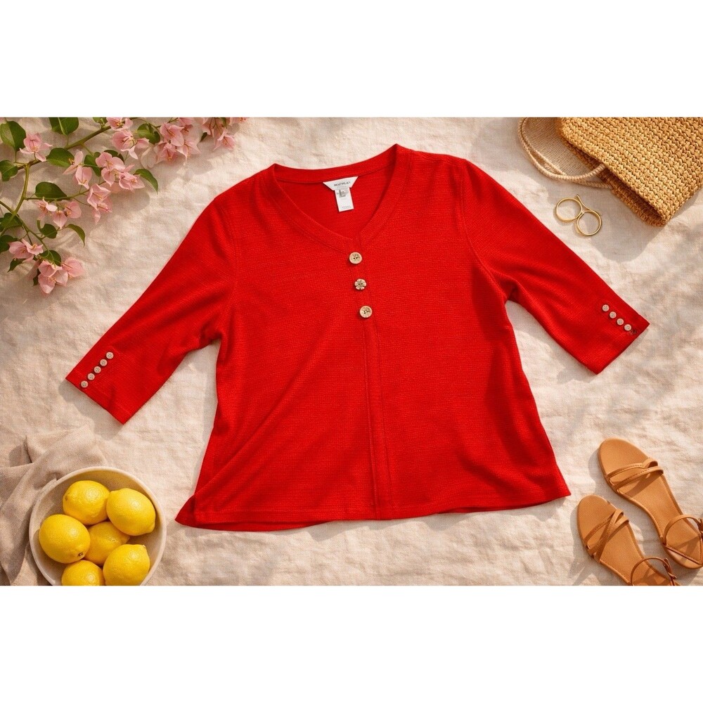 Paprika Red Cotton Teacher Tunic Top Resort Vacation Cruise Coastal Boho XL